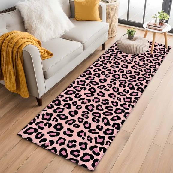 Pink Black 2'x6' Runner Rugs for Hallway Kitchen Bedside Non Slip Washable, Elegant Modern Abstract Art Luxury Entryway Rug Runners with Rubber Backing, Long Carpet Runner for Laundry Room