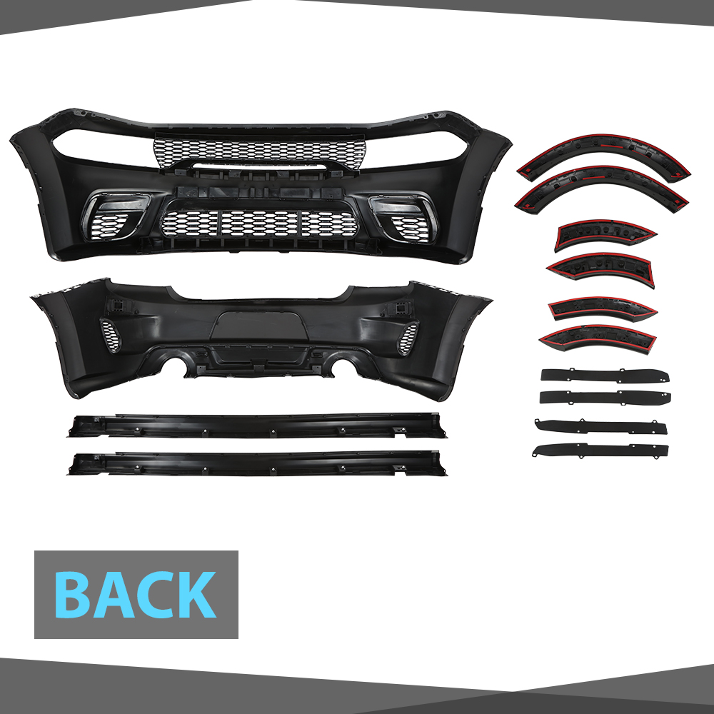 CROSSDESIGN Front Rear Bumper Body Kit Widebody Full Compatible with Dodge Charger SRT Style 2015-2023 Black