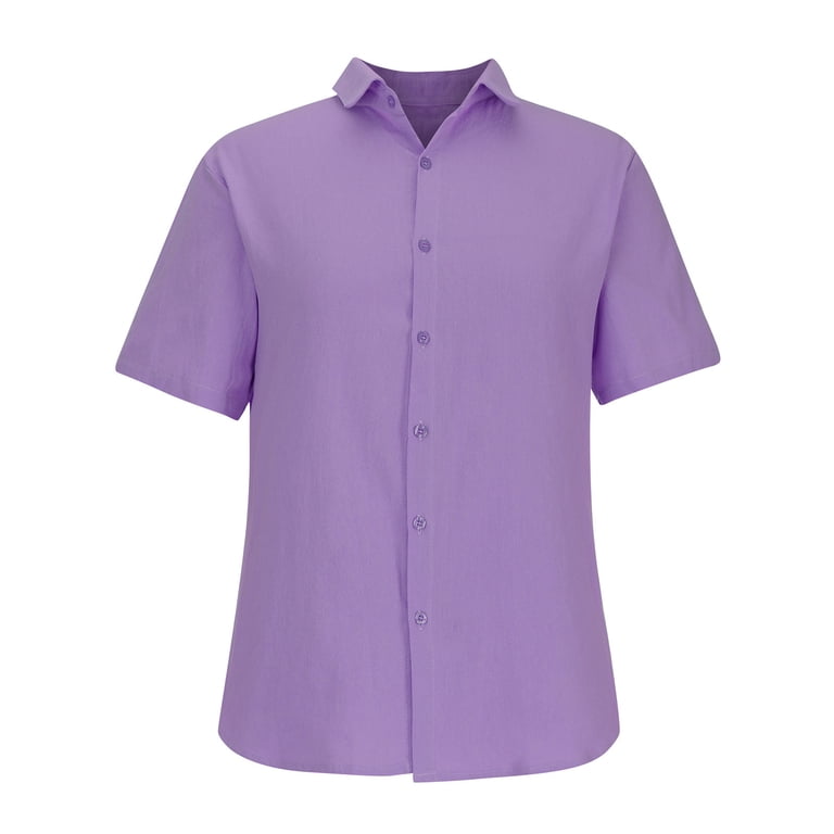 ZARTHA Men's Solid Purple Casual Cotton Shirt — Regular Fit, Breathable Fabric, Size 40, Easy Care