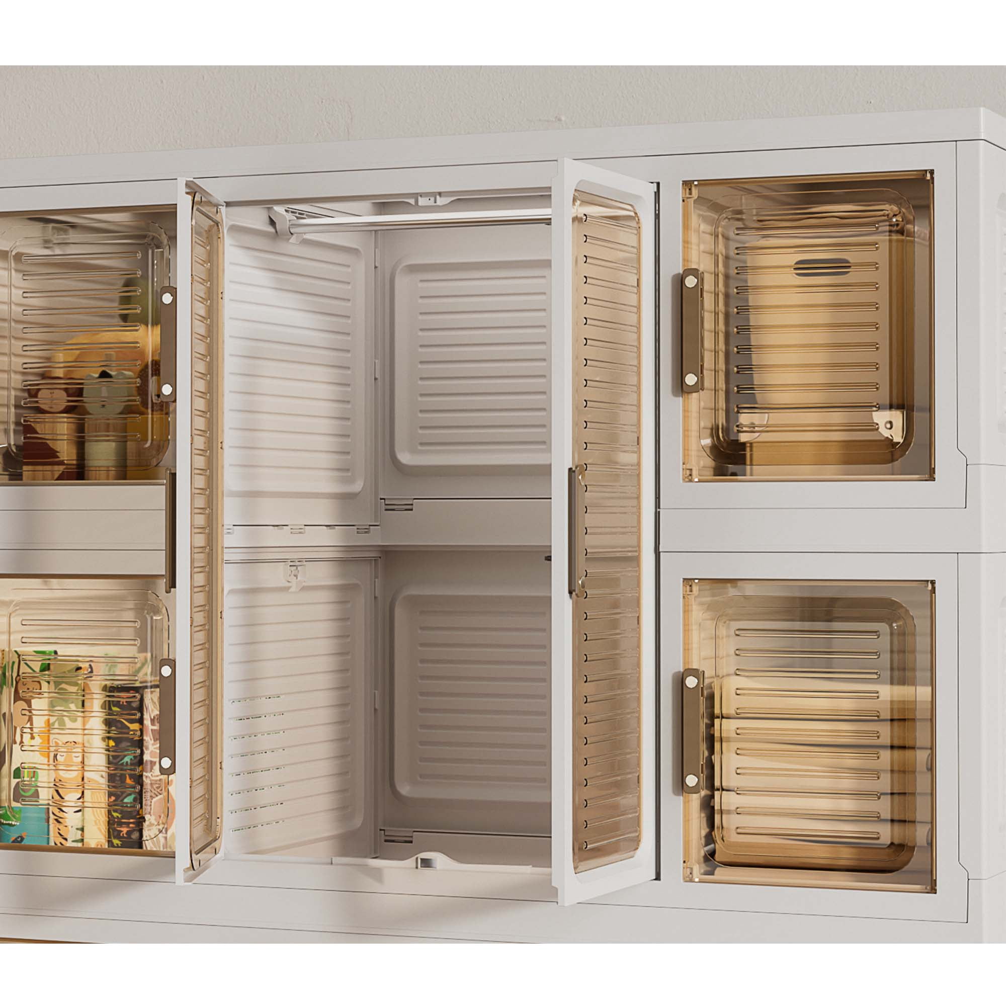 Miniyam 44.09" x 18.11" x 60.2" Includes 16 Hangers – Portable Wardrobe Closet – 12 Magnetic Doors, 12 Cubes, 2 Hanging Rods