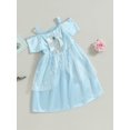 thumbnail image 3 of Wassery Kids Girls Princess Dress Cosplay Dress Toddler Girls Halloween Costume Short Sleeve Bow Lace Patchwork Dress 2T-7T, 3 of 9