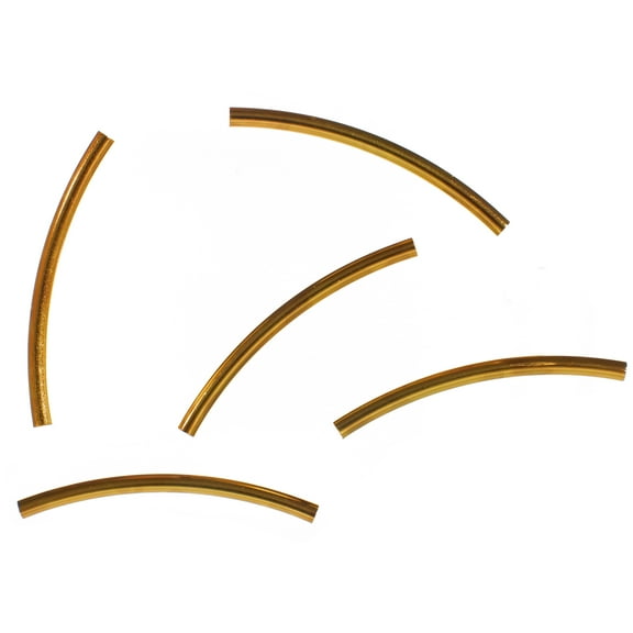 Craft County Curved Tube Beads - Metal Spacer Beads, Connectors, and Jewelry Findings - DIY Bracelet and Necklace Material - Many Finishes and Sizes Available