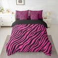 thumbnail image 2 of Homewish Boys Girls Animal Zebra Print Bedding Comforter Set 7-Piece,Abstract Geometric Stripes King Bedding Sets,Black Pink Ultra Soft Bed Sheets,Microfiber Bedroom Decor,Reversible, 2 of 8