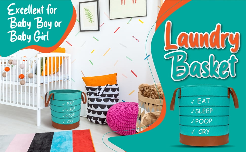 Baby Laundry Basket and Baby Hamper Great Basket for Toy Storage Large Collapsible Laundry Basket Fits Nursery Decor Felt Laundry Basket can be Used for Blanket Basket for Nursery