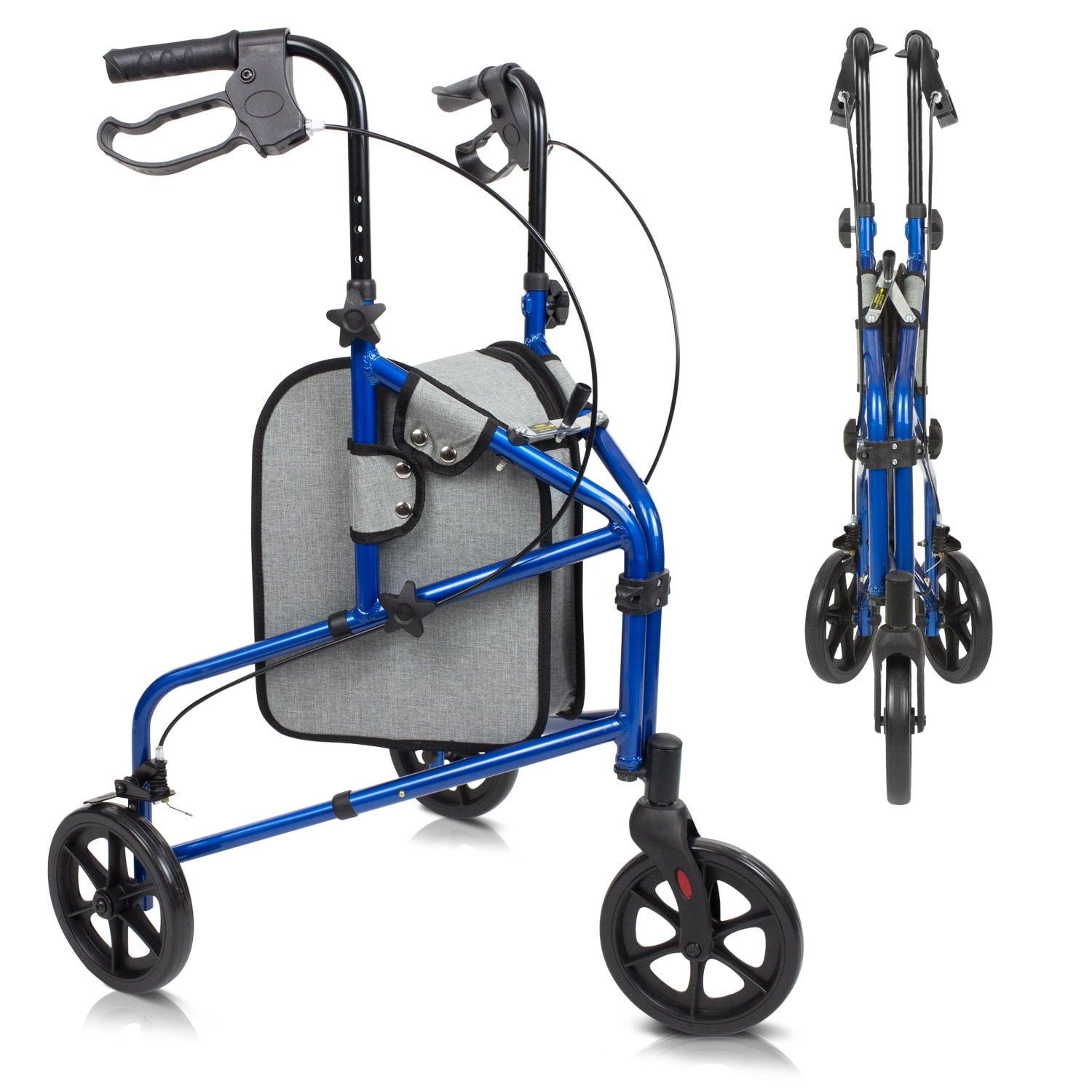 Vive 3 Wheel Walker Rollator, Foldable, Weight Capacity 250lb