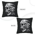 thumbnail image 3 of Square Decorative Throw Pillow Covers with Core, Helmet Wearing Skull Print Throw Pillows for Couch Sofa Bed Home Decor, 18"x18", 3 of 9