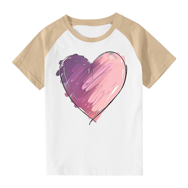 RXIRUCGD 2025 Vêtements d'Été pour Enfants Tout-Petits Garçons Filles Mode Mignon Col Rond Imprimé Manches Courtes Haut