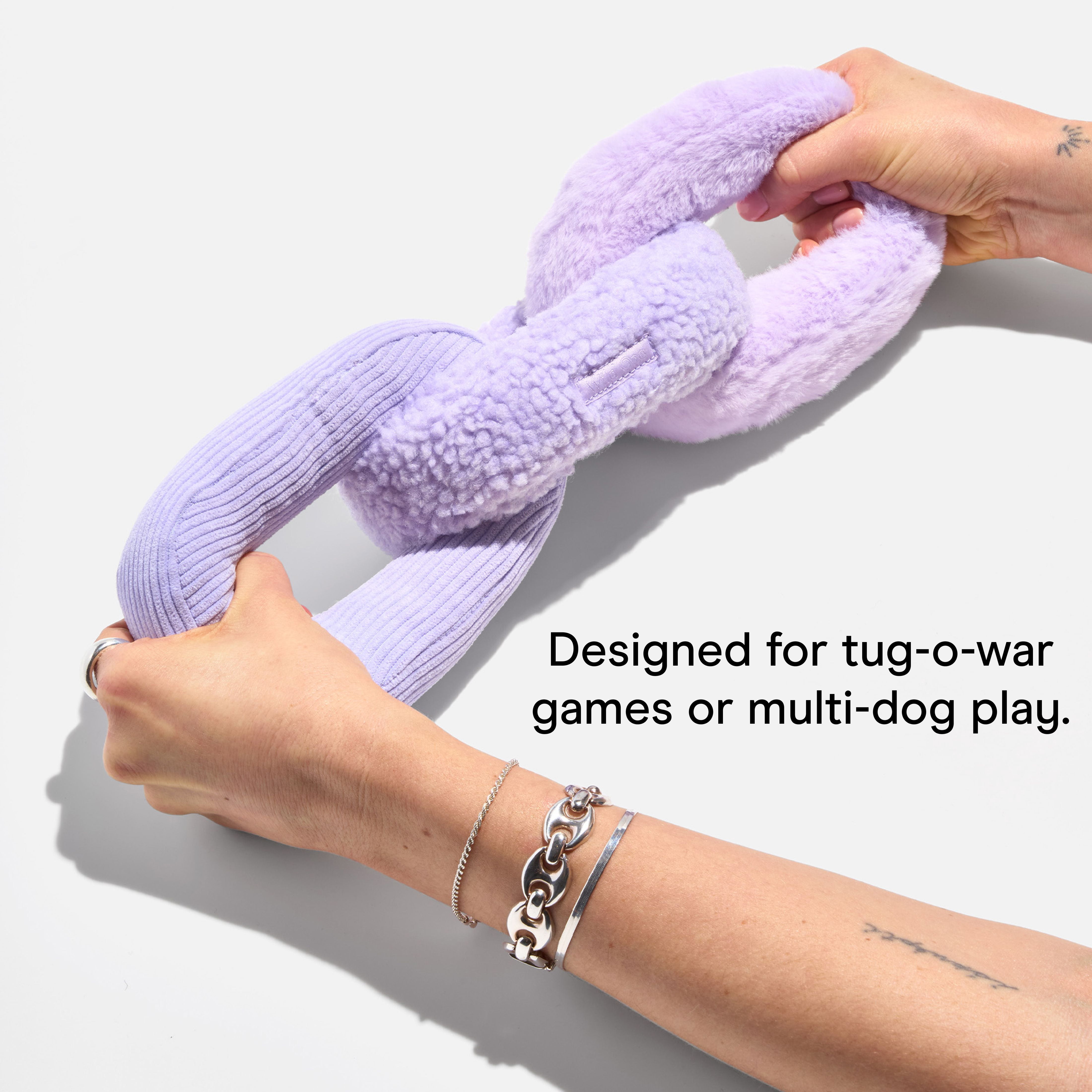 Wild One Durable Plush Chew Chain Dog Toy, Mental Enrichment with Squeaker, For Moderate Chewers, Lilac Purple