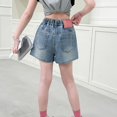 thumbnail image 7 of CPNG Girl's Denim Skirt Elastic High Waist Summer Stylish Loose Casual A Line Mini Jean Skirts with Pockets(Blue,6-7 Years), 7 of 7