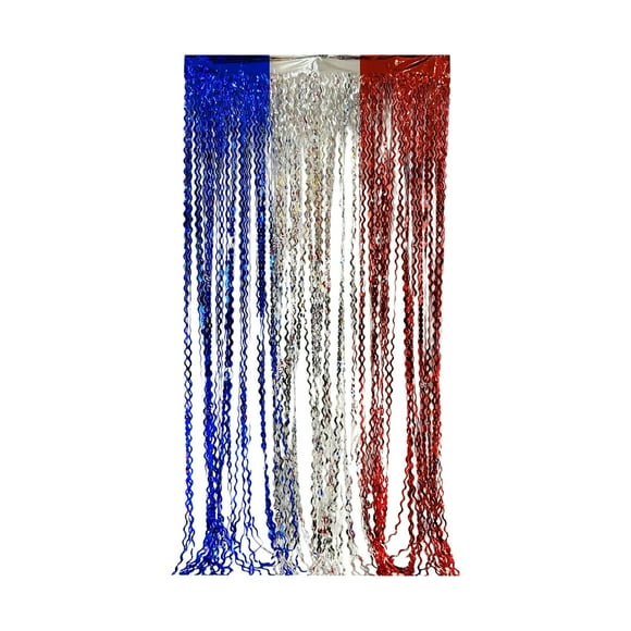 RoamHome Rideaux de Pluie Fête de l'Indépendance Décor Étoilé Patriotique - Rideaux Cimeterre Imperméables 78x39 Po avec Crochets pour Fêtes du 4 Juillet/jour du Souvenir, Toile de Fond Ondulée Multicolore