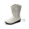 thumbnail image 5 of Wxirdiow Girl Boots Toddler Cowboy Boots Western Cowgirl Boots Boys Girls Mid Calf Square Toe Riding Walking Shoes White Size,2, 5 of 9