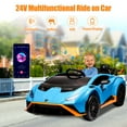 thumbnail image 4 of Lamborghini 24V Ride on Car for Big Kids, Lamborghini Huracan Battery Powered Ride on Toy with Remote Control, Electric Car for Kids Toddlers 3-6, 4 Wheelers Car w/ Bluetooth & Light, 360° Spin, Blue, 4 of 9