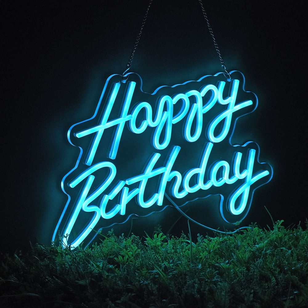 Mengen Happy Birthday Neon Sign for Wall Decor, Battery or USB Powered, LED  Happy Birthday Sign Reusable for Birthday Party Decoration/Blue/31CM*43CM 