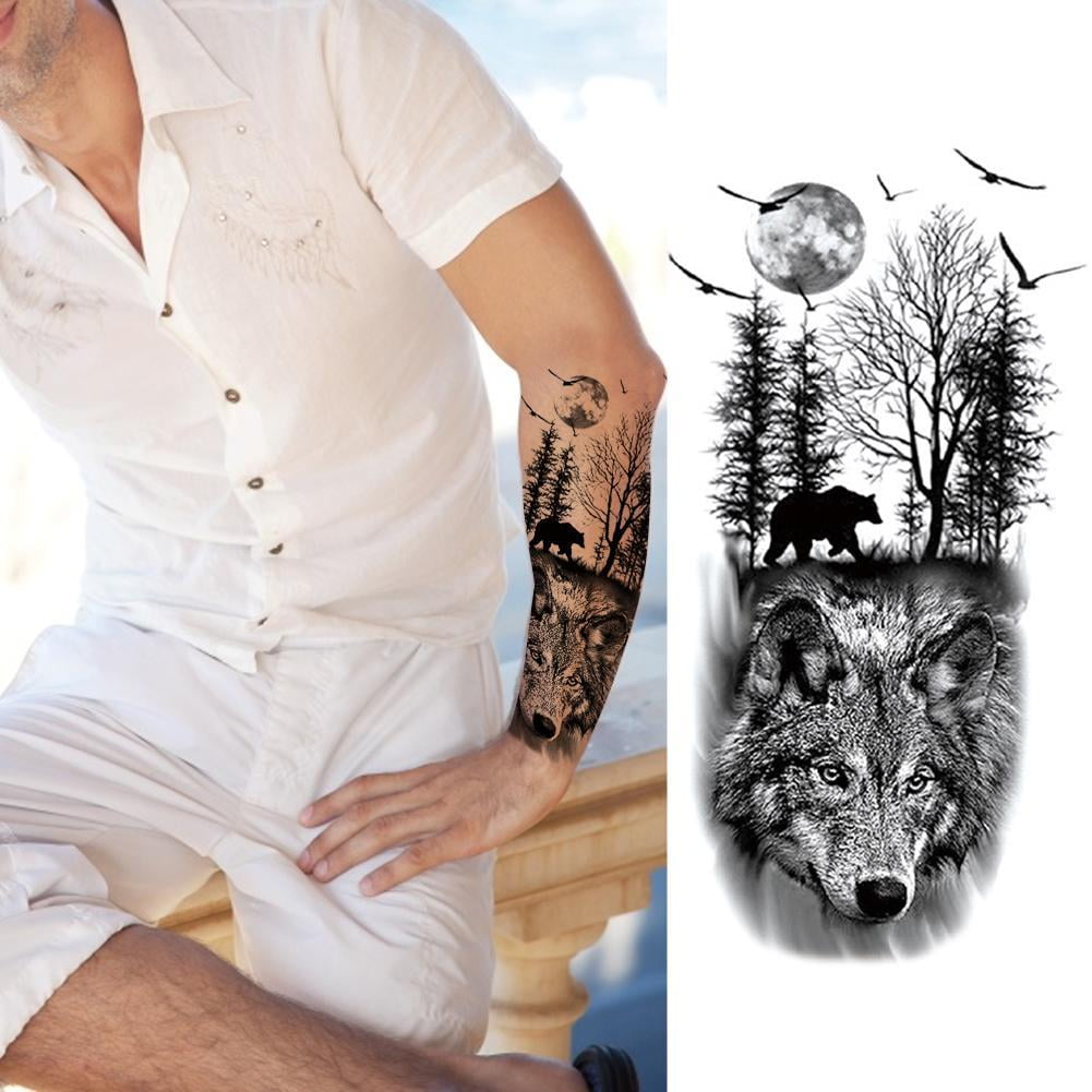 Large Tiger Forest Temporary Tattoos For Adults Men Realistic Lion Compass  Skull Lotus War Fake Tattoo Sticker Forearm Tatoos 3d  Temporary Tattoos   AliExpress