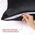 thumbnail image 6 of Unique Bargains Pillow Covers Silky Satin Zipper Pillowcases Set of 2 Black 14" x 20", 6 of 7