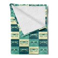 thumbnail image 2 of Indie Soft Flannel Fleece Throw Blanket, Pattern with Eyeglasses in Vintage Style Hipster Cool Design Modern, Cozy Plush for Indoor and Outdoor Use, 50" x 60", Petrol Blue Turquoise, by Ambesonne, 2 of 5