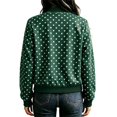 thumbnail image 7 of Xijirk Women Polka Dot Bomber Jacket Zip Up Long Sleeve Ribbed Trim Coat for Spring Fall Daily Wear, 7 of 7
