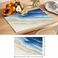 thumbnail image 6 of Navy Blue Ombre Ocean Placemats Set of 6 Watercolor Coastal Beach Waves Place Mats Indoor Wipeable Table Mats Washable Cloth Dining Table Placemats for Kitchen Holiday Party Home Decor 13x19 Inch, 6 of 9