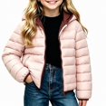 thumbnail image 2 of DJDLJWCJ Girls Quilted Jacket Thicken Warm Full Zipper Puffer Jacket Solid Color Thermal Down Coat Pink Size 3T, 2 of 8