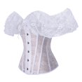 thumbnail image 4 of BYHONG Women Lace Up Vintage Boned Bustier Corset With Garters Lace Up Boned Overbust Corset Bustier Lingerie Bodyshaper White XL, 4 of 4