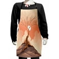 thumbnail image 1 of Landscape Kids Apron, Lonely Tree on Top of Cliff Rock Above the Moon Magistic Landscape Art Print, Boys Girls Apron Bib with Adjustable Ties for Cooking Baking Painting, Orange Brown, by Ambesonne, 1 of 2