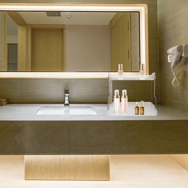FELTECHELECTR Organizador De Maquillaje Transparente Con Doble Repisa Para Eficiente Y Ahorra Espacio