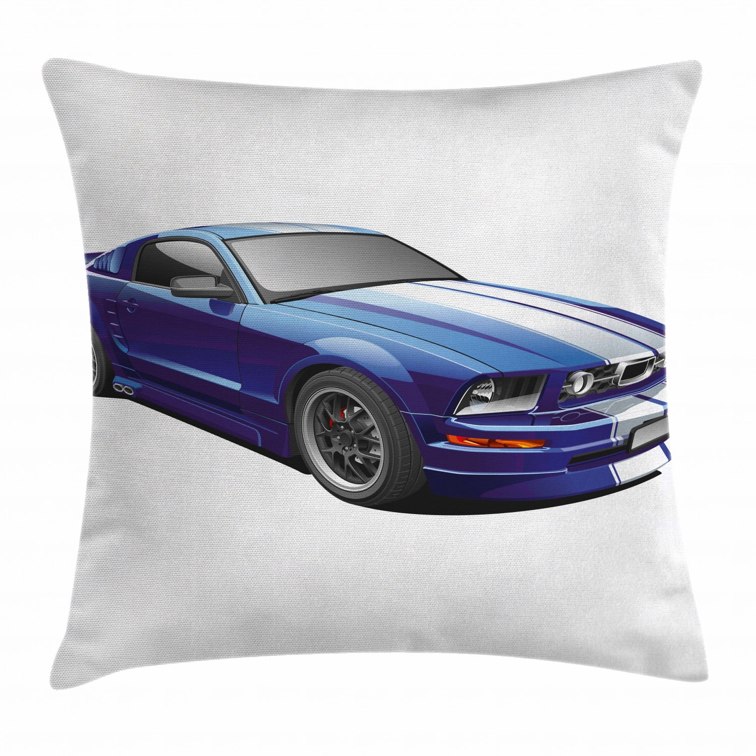 Teen Room Decor Throw Pillow Cushion Cover, American Auto Racing Car Sports Competition Speed Winner Boys Kids Graphic, Decorative Square Accent Pillow Case, 20 X 20 Inches, Blue Grey, by Ambesonne