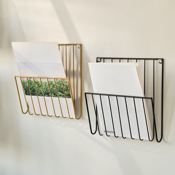 Estantería de Pared de Hierro para Libros y Periódicos | Estilo Moderno y Sencillo | Material de Hierro Resistente | Solución de Almacenamiento para Pared | Organización para Dormitorio o Estudio | C
