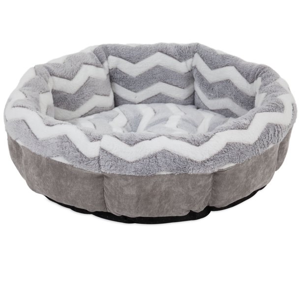 Snoozzy Mod Chic Round Pet Dog Bed, Shearling Grey, 21''