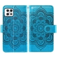 thumbnail image 4 of Compatible with T-Mobile Revvl 7 5G Wallet Phone Case and Tempered Glass Screen Protector Flower Faux Leather Flip Credit Card Holder Stand Zipper Cell Cover for T Mobile Revel7 Women Blue, 4 of 9