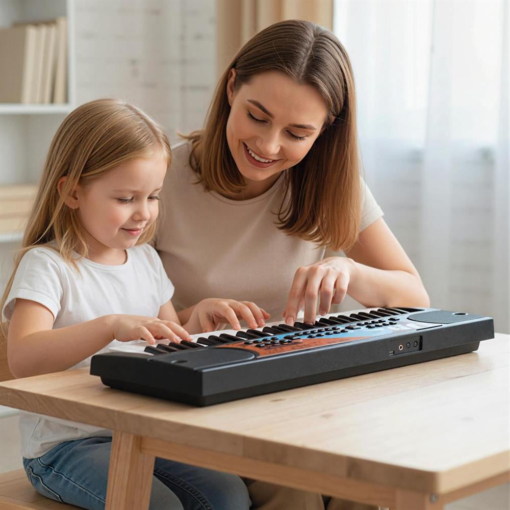 Topcobe Kids Piano Keyboard 49 Keys Portable Electric Keyboard Piano with 8 Rhythms 8 Tones, Keyboard Piano, Music Keyboard-Black