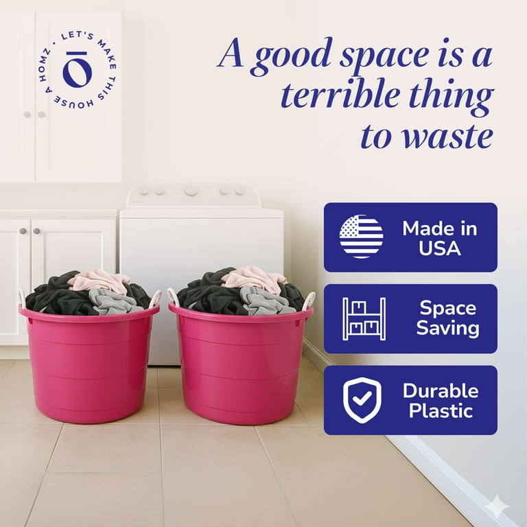 Homz® Large Round Utility 18 Gallon Plastic Rope-Handled Storage