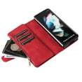 thumbnail image 6 of TECH CIRCLE Wallet Case for Samsung Galaxy Z Fold 3, Galaxy Z Fold 3 Case for Women Men Durable PU Leather Kickstand Magnetic Buckle Flip Folio Strap Wristlet Zipper Card Holder Phone Cases,Red, 6 of 11