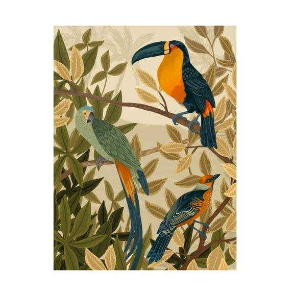 Trademark Fine Art Goed Blauw Paradise Birds Canvas Wall Art