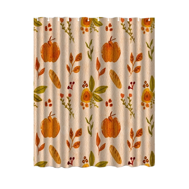 Doublure de Rideau de Douche Rideaux de Salle de Bain, Rideaux de Douche en Polyester Imperméables, Rideaux de Douche Imprimés, Récolte d'Automne, Crochets de Rideau de Douche de Salle de Bain Citrouille de l'Action de Grâce