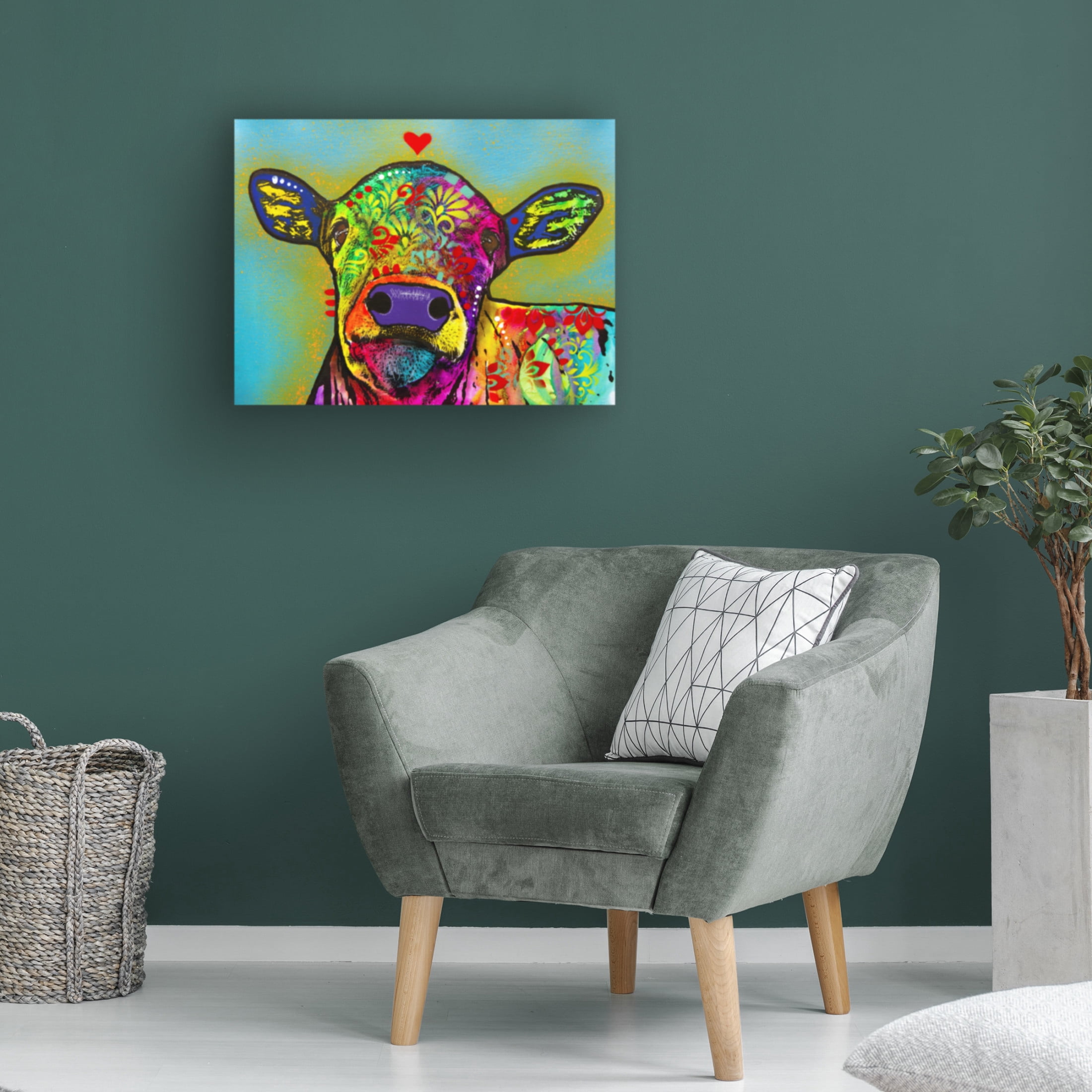 Canvas Wall Art - Dean Russo 'Baby Moo' Wall Art for Living Room, Bedroom, or Office Décor by Trademark Fine Art - 19 x 14 Inches
