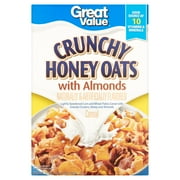 (2 pack) (2 Pack) Great Value Crunchy Honey Oats with Almonds Cereal, 27 oz