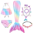 thumbnail image 1 of Mermaid Tail Swimsuit For Kids Swimmable Halloween Cosplay Costume Beach Pool Clothes, 1 of 7