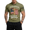 thumbnail image 4 of Men's US 250th Anniversary Polo Shirt with One Nation Under God and Cross Flag Print Featuring Classic Collar and Short Sleeves&nbsp; Army Green L, 4 of 5