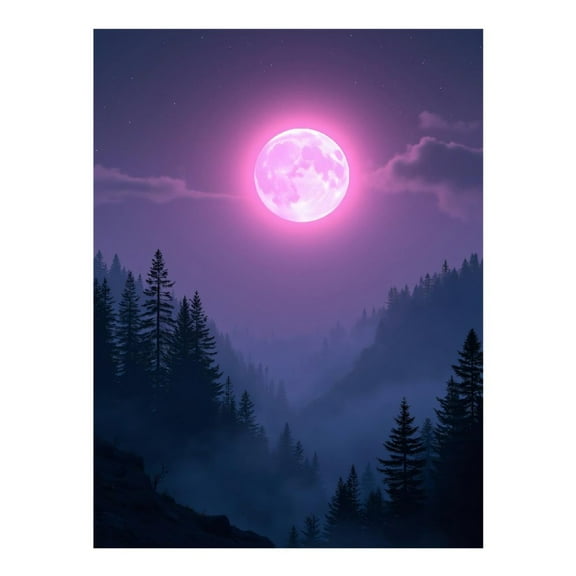 Diamond Art Kit for Adults, Forest Pink Moon Night Diamond Painting for Adults Beginners, 5D DIY Diamond Art Painting Kits, Colorful Diamond Painting Craft for Home Decor 12x16