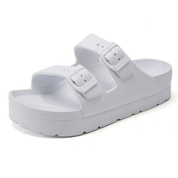 women's comfort slides double buckle adjustable eva flat sandals
