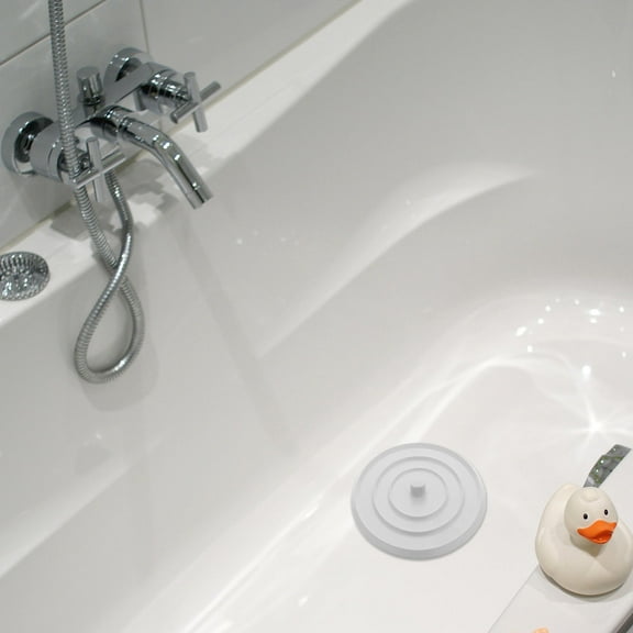 Topbathy 2Pcs White Rubber Drain Stopper Flat Tub Plug Odor Preventer for Kitchen Bathroom