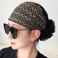 thumbnail image 4 of Retro Women African Head Wraps Lace Acrylic Fibers Muslim Headpiece Muslim Headscarf Cap Turban Headband NAVY, 4 of 7