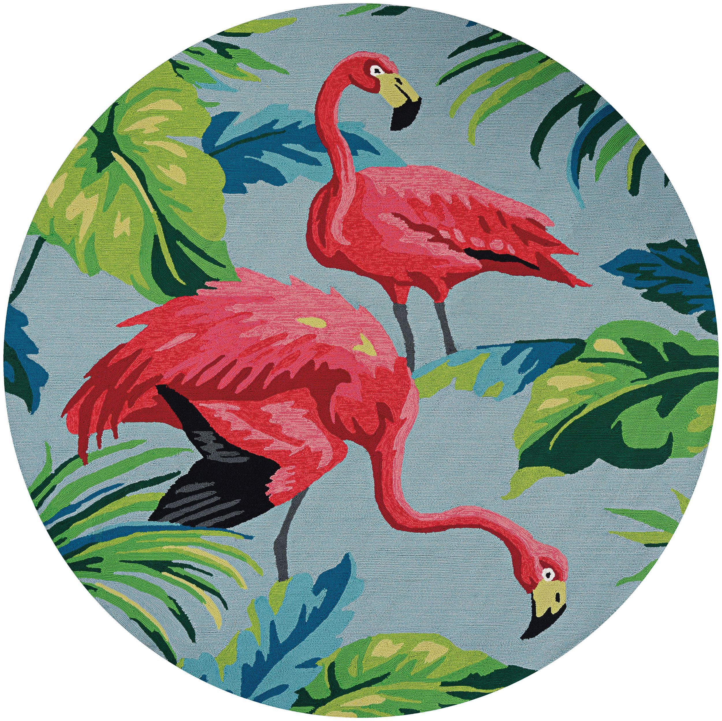 Blue Flamingo Rug Round Tropical Outdoor Durable Garden Summer Mats CLEARANCE