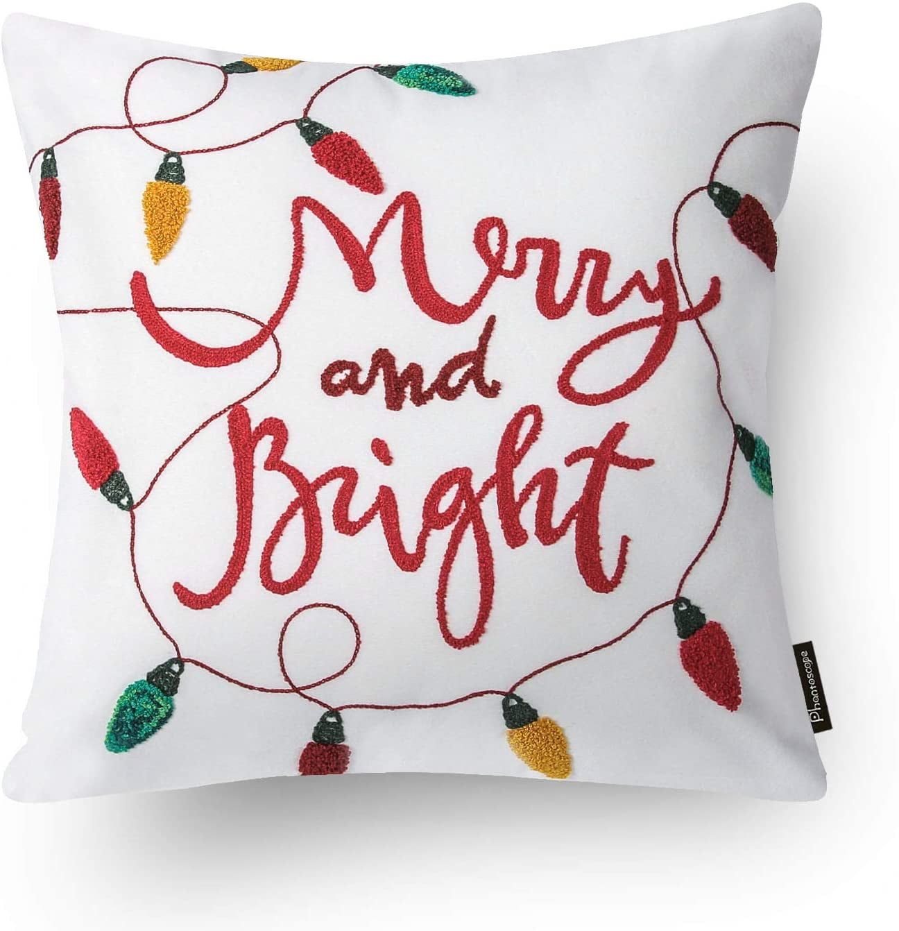 Phantoscope 18" x 18" Modern, Classic Christmas Day Embroidery Christmas Polyester Throw Pillow , ( 4 Count)