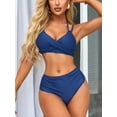 thumbnail image 3 of Charmo Womens Halter Bikini Sets Double Straps Two Piece Bath Suit High Waisted Swimwear, 3 of 7