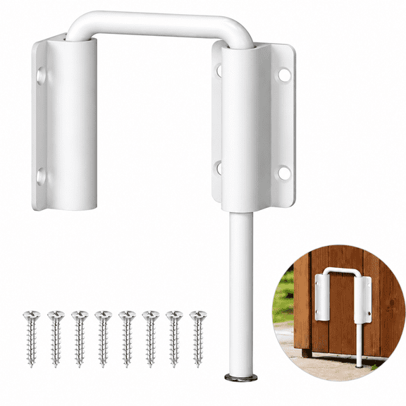 1-Pack U-Shaped Loop Latch, 90/180° Adjustable Rustproof White Safety Hardware for Patio Sliding Doors, Windows & Screens