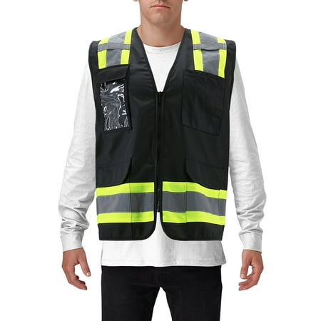 

Men s Class 2 Type R Safety High Visibility Zipper Reflective Neon Work Vest (Black 3XL)