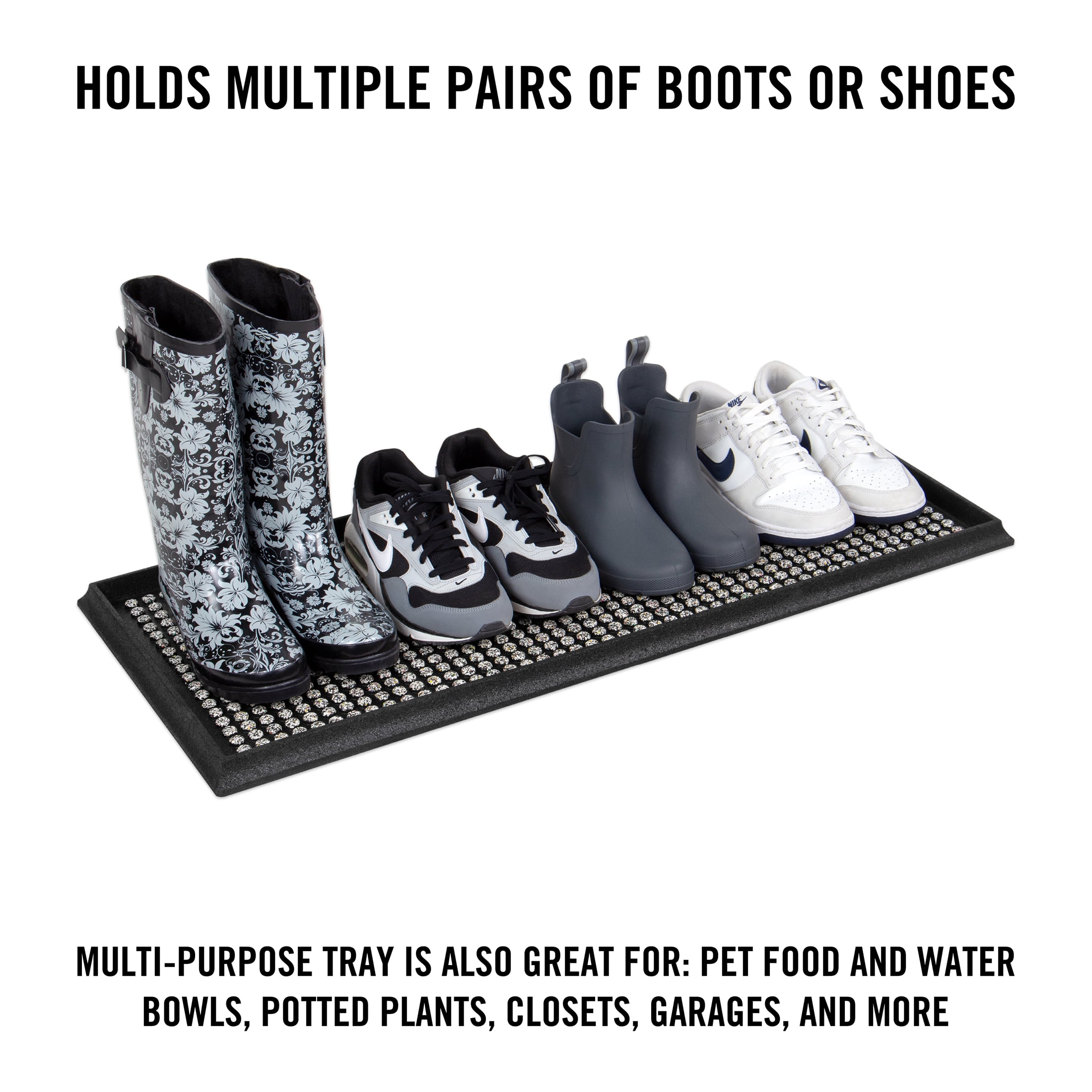 Apache Mills Black Endurance Indoor Outdoor Rubber Boot Tray made with Nike Grind, 15"x36"