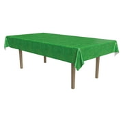Beistle Disposable Plastic Grass Print Rectangular Tablecloth for Sports Football Theme Birthday Easter Party Supplies, 54"x108", green